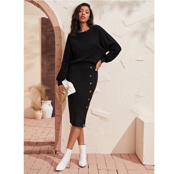 2 Piece Black Casual Skirt Set - Picture 3 of 7